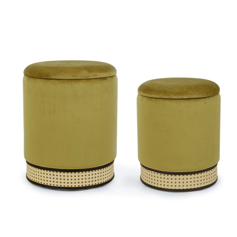 SET CONJUNTO 2 POUFS CONTENEDOR MILENA OLIVE