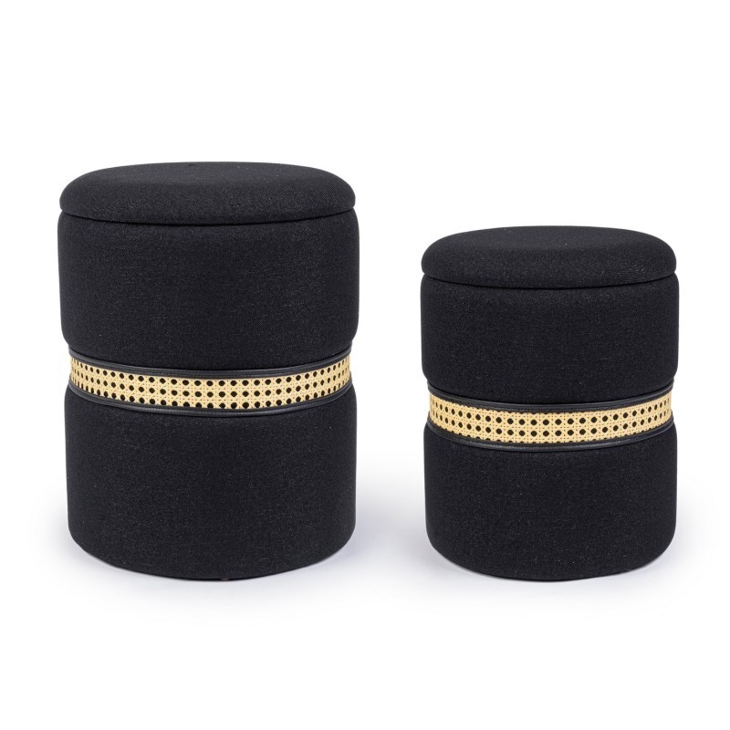 SET CONJUNTO 2 POUFS CONTENEDOR ANIRAK NEGRO