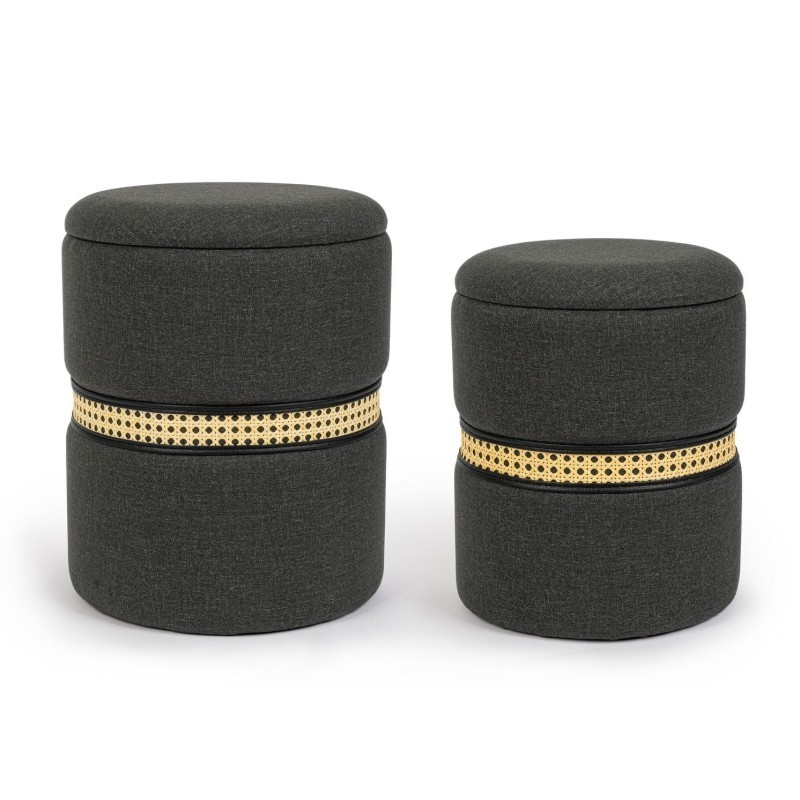 SET CONJUNTO 2 POUFS CONTENEDOR ANIRAK CARBON