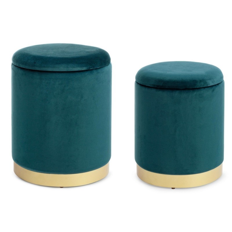 SET CONJUNTO 2 POUFS CONT POLINA AZUL MARINO