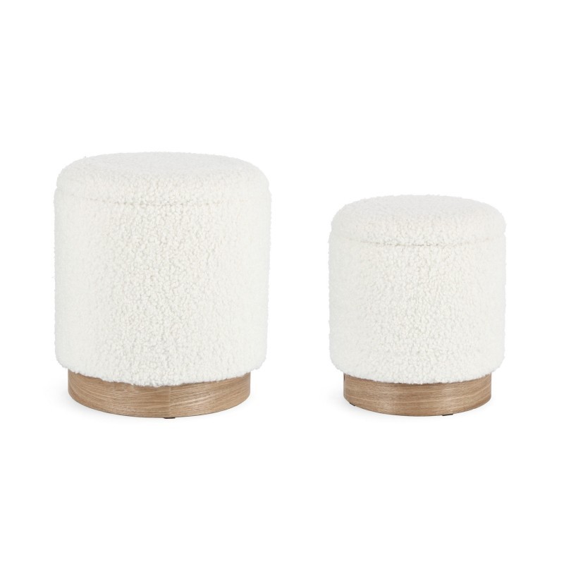 SET CONJUNTO 2 POUFS CONTENEDOR ZOYA BLANCO TEDDY