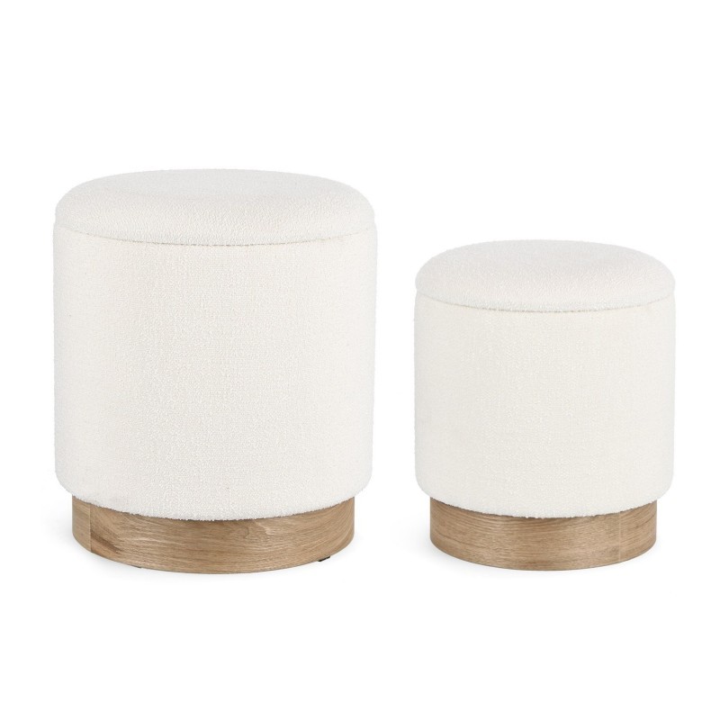 SET CONJUNTO 2 POUFS CONTENEDOR ZOYA BLANCO